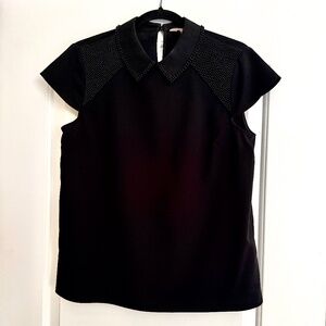 TED BAKER Black Beaded Embellished Shirt Top